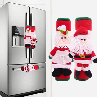 navidad refrigerador manija cubierta de tela santa cocina horno microondas nevera puerta pomo protector de puerta manija cubierta abd