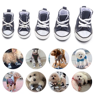cladpositionan nuevos zapatos de perro denim lona casual botas de cachorro impermeable antideslizante lona moda calzado/multicolor (7)