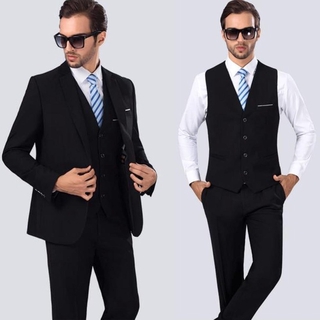 3 fotos de los hombres de negocios Formal traje conjunto trajes pantalones chaleco conjunto completo de los hombres traje de boda