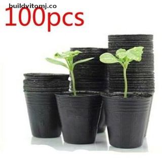 (new) 100pcs Plant Nursery Pots Plants Room Garden Nursery Pots bags Round Flower Pot buildvitomj.co