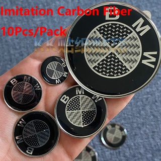 10 piezas/juego de adhesivos de fibra de carbono de resina 3D para Bmw Emblem Logo coche pegatina en relieve