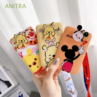 ANITRA Student Card Case Winnie Bus Card Cover Cartoon Card Holder Portable Mickey Credit ID Card Bank Card Meal Card Pooh Snoopy Lanyard