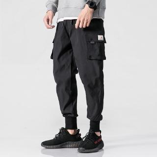 Pantalones Harem Cargo Jogger pantalones de chándal color sólido negro pantalones Hip hop Streetwear