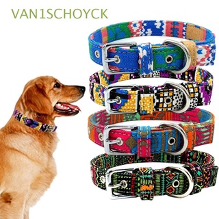 van1schoyck encantador collar de perro ajustable suministros para mascotas correa de cuello doble lona para pequeño medio grande perro al aire libre duradero cachorro fuerte collar/multicolor