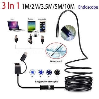 3 en 1 usb endoscopio 7 mm 6 led impermeable borescope para portátil android