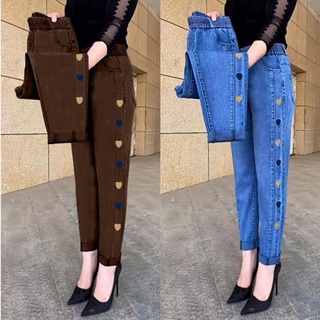 2021 nueva primavera y otoño ocio grande elástico cintura alta Harlan jeans sueltos pantalones mujer versátil slim trend