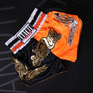Pantalones cortos Muay Thai para niños/adultos/pantalones de boxeo respirables/Shorts cortos elásticos elásticos en cintura Fighting impreso MMA (7)