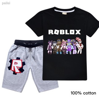 Roblox impresión niños manga corta camisetas pantalones traje niños pantalones cortos de manga corta 2pcs conjuntos de niñas camisetas pantalones cortos trajes