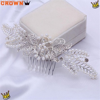 CROWN Jewelry Wedding Hair Comb Butterfly Wedding Hair Accessory Pearl Hair Pins Hair Jewelry Luxury Elegant Women Girls Brides and Bridesmaids