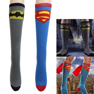 calcetines unisex super héroe superman batman rodilla alta con capa fútbol cosplay calcetines