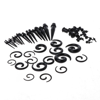 mign 54pcs calibres kit de estiramiento de orejas 14g-00g acrílico espiral tapones cuerpo piercing (8)