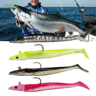 ISEEE 4PCS Savage Saltwater Fishing Tackle Bait Cod Pollock Lead Jig Head Sea Fishing Tackle Gear Bass Wrasse Jigging 12cm/16g T tail Soft Shad Lure