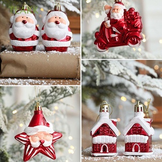 teakk 2 unids/pack combinación colgante de cinco puntas estrella árbol de navidad helado de navidad nuevo año nuevo muñeco de nieve decoraciones de casa