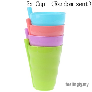 [FEEL] 2 x niños Sip una taza vaso con taza de plástico de paja incorporada