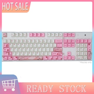 CAR_ 104 Keys PBT Pink Sakura Pattern Keycaps Replacement Set Keyboard Accessory