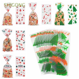 Shigong PVC navidad caramelo bolsas lindo navidad decoración galletas bolsas de galletas Santa Claus embalaje Snack embalaje festivo suministros hornear caramelo bolsas