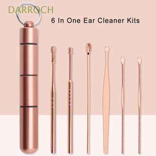 DARROCH 6Pcs/set Spiral Ear Pick Set Portable Ear Spoon Ear Care Tool Stainless Steel Earpick Ear Cleaner Multifunctional Earwax Removal/Multicolor