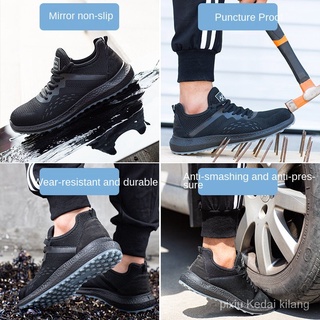 Ultraligero zapatos de seguridad de los hombres y las mujeres zapatos de seguridad del dedo del pie de acero trabajo transpirable zapatos de senderismo Kasut Keselamatan Utkg