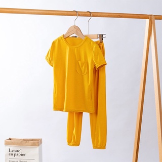 Conjunto de pijamas para niños: nueva ropa de verano para niños, seda de hielo, hogar, aire acondicionado, ropa de dormir, traje Unisex, sección delgada