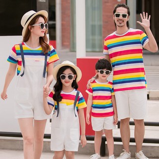 arco iris rayas padre-hijo ropa de verano ropa nueva moda familia conjunto vestido correa vestido ropa de verano