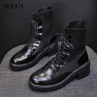 Ielgy - botas de tobillo antideslizantes, color negro, dedo del pie redondo