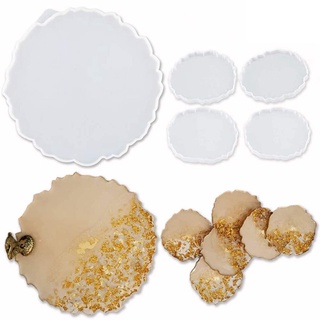 moldes de resina de silicona, 1 molde de bandeja de resina grande + 4 moldes de posavasos, moldes de bandeja, bandeja y posavasos conjunto de moldes epoxi (2)