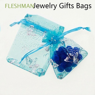 fleshman 100 bolsas de embalaje de diseño de mariposa regalo favor joyería bolsas de boda fiesta caramelo bolsas organza bolsas 7x9cm cordón/multicolor