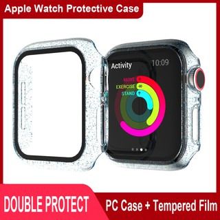 Funda para pc con película templada para Apple Watch Series 6/SE/5/4/3/2/1 funda protectora para iWatch 38 mm 42 mm 40 mm 44 mm