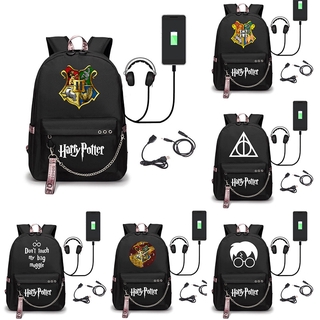 Harry Potter mochila escolar USB estudiantes bolsa escolar hombres mujeres bolsa de viaje