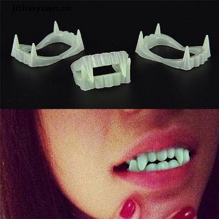 [jitinayuan] 10pcs halloween fiesta de vacaciones vampiro luminoso dientes postizas disfraz de dentadura dental [co]