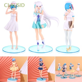 CLAUSID Beautiful Ram Figure Model Collection Toys for Anime Re Zero Rem Rem Figure PVC Model Toy Figures Set in Nurse Dress Lovely in Halter Dress