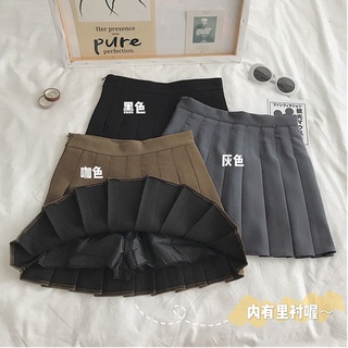 Falda plisada negra de tela de traje súper bueno para mujer2020Verano nuevo adelgazamiento de alta cintura pequeña Falda corta (4)