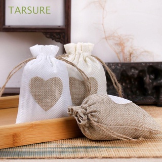TARSURE 10PCS New Cotton Pocket Portable Storage Bag Drawstring Burlap Bags Trendy Party Festive Supplies Heart Printed Dust Protect Gift Bags/Multicolor
