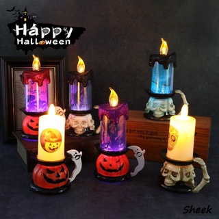 halloween calabaza calavera velas lámpara candelabro led fantasma mano vela lámpara fantasma festival decoración props sheek