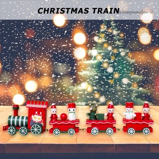 Tren de navidad de madera caliente colorido navidad educativo pintado juguetes adorno niños regalos