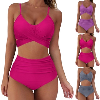 Greenwings ropa De baño Sexy para mujer bikini dos piezas De color sólido con división