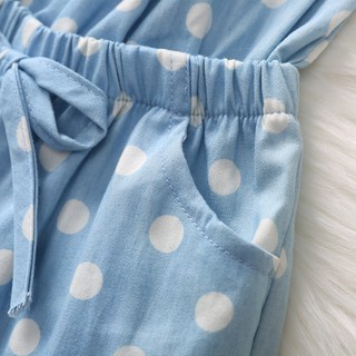 Listo STOCK⚡Mono de algodón tejido con estampado de lunares sin mangas populares para niñas (8)