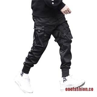 ONSHION Ribbons Harem Joggers Men Cargo Pants Streetwear Hip Hop Pockets Track Pant (6)