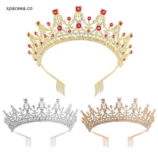 spa princesa reina tiara corona con peine cristal rhinestone novia boda diadema