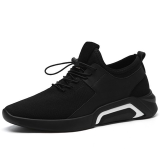 Nuevo otoño transpirable zapatillas de deporte de los hombres de estilo coreano de moda de estilo británico versátil de malla zapatos de superficie negro deportes Casual zapatos de una pieza (5)