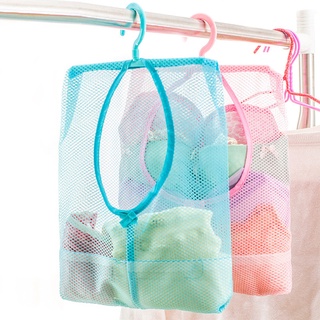 Multiusos colgante bolsa de malla de malla gancho organizador bolsa balcón calcetines ropa interior secado ropa cesta cocina baño (1)