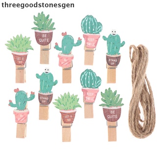 [threegoodstonesgen] 10 unids/lote lindo de dibujos animados planta lindo clips de papel de madera/pequeña artesanía foto pegs