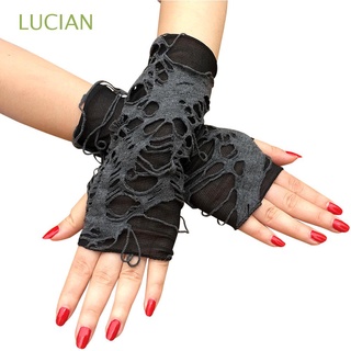 LUCIAN Accessories Fingerless Gloves Cosplay Hole Mitten Punk Gloves Cuff Sport Men Black Gothic Half-finger Broken Slit/Multicolor