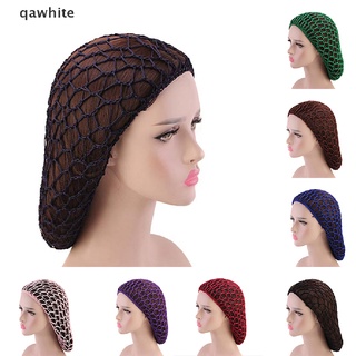 qawhite - red de malla para el cabello, color sólido, para dormir, turbante, co