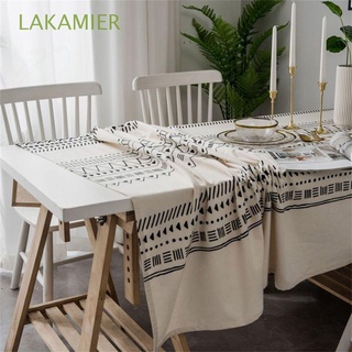 LAKAMIER Restaurant Table Cloth Waterproof Table Cover Dining Table Cloth Home Decor Dustproof Black And White Cotton Linen Bohemian