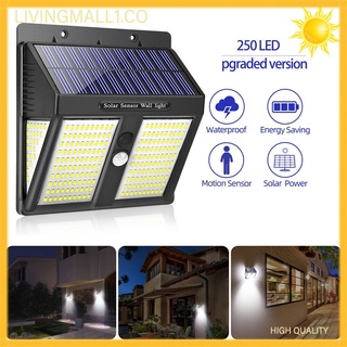 garantía de calidad 250 led de energía solar lámpara de pared luces pir sensor de movimiento impermeable