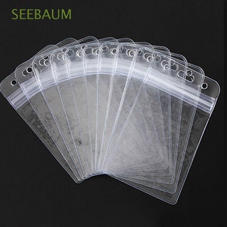 seebaum hot id tarjetero con cremallera pvc plástico titular de la insignia vertical nuevo 10pcs vinilo transparente/multicolor