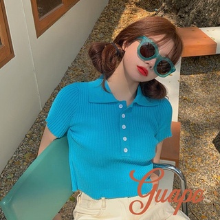 Camisa Polo de color sólido con estampado de Manga corta en 8 colores para mujer