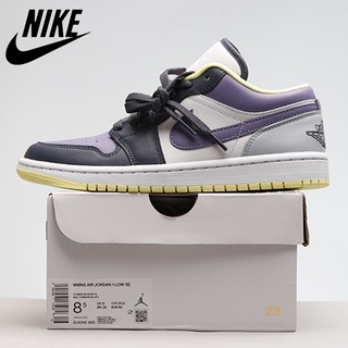 Nike5745 Air Jordan 1 bajo AJ1 SE rosa púrpura mandarín pato bajo-top resistente al desgaste zapatos de baloncesto zapatos de la junta de skateboard zapatos
