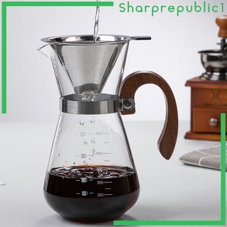 [shpre1] Pour Over Coffee Maker Carafe con filtro embudo Anti-quemaduras olla de café tetera